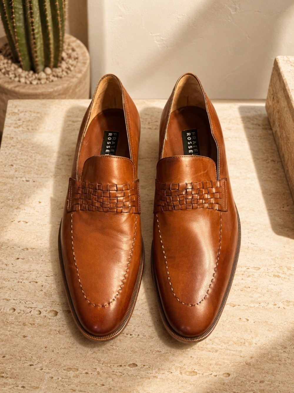 Fratelli Rossetti Splendor Cognac Leather Penny Loafers Mens 9.5 Italy NWOB